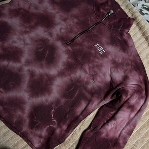 Pink Tie-Dye Quarter-Zip Pullover